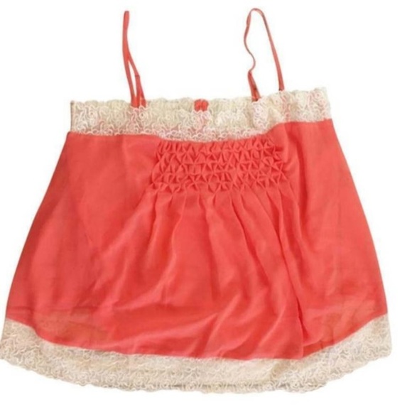 $98 Willow & Clay Circled in Lace Cami Top Large Orange Smocked Lace Tank Lined - Picture 4 of 14